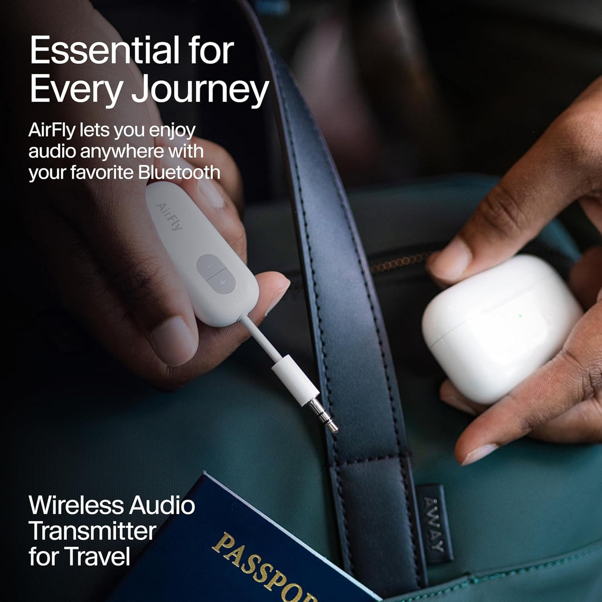 Airfly SE, Bluetooth Wireless Audio Transmitter Adapter, Black