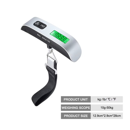 Portable Digital Hanging Scale T-Shaped LCD Luggage Suitcase Baggage Weight Balance Travel Electronic Scale with Belt 50Kg/110Lb