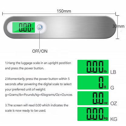 Portable Digital Hanging Scale T-Shaped LCD Luggage Suitcase Baggage Weight Balance Travel Electronic Scale with Belt 50Kg/110Lb