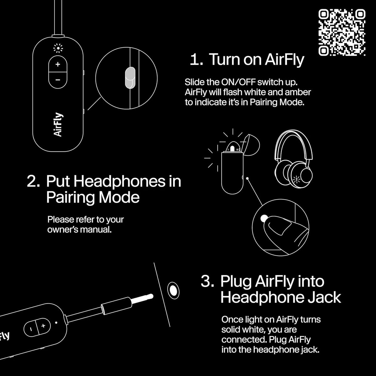 Airfly SE, Bluetooth Wireless Audio Transmitter Adapter, Black