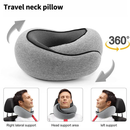 Portable Adjustable Travel Neck Pillow Memory Foam U-Shaped Pillow Snail Style Travel Neck Support Soft Noon Break Sleep Pillow