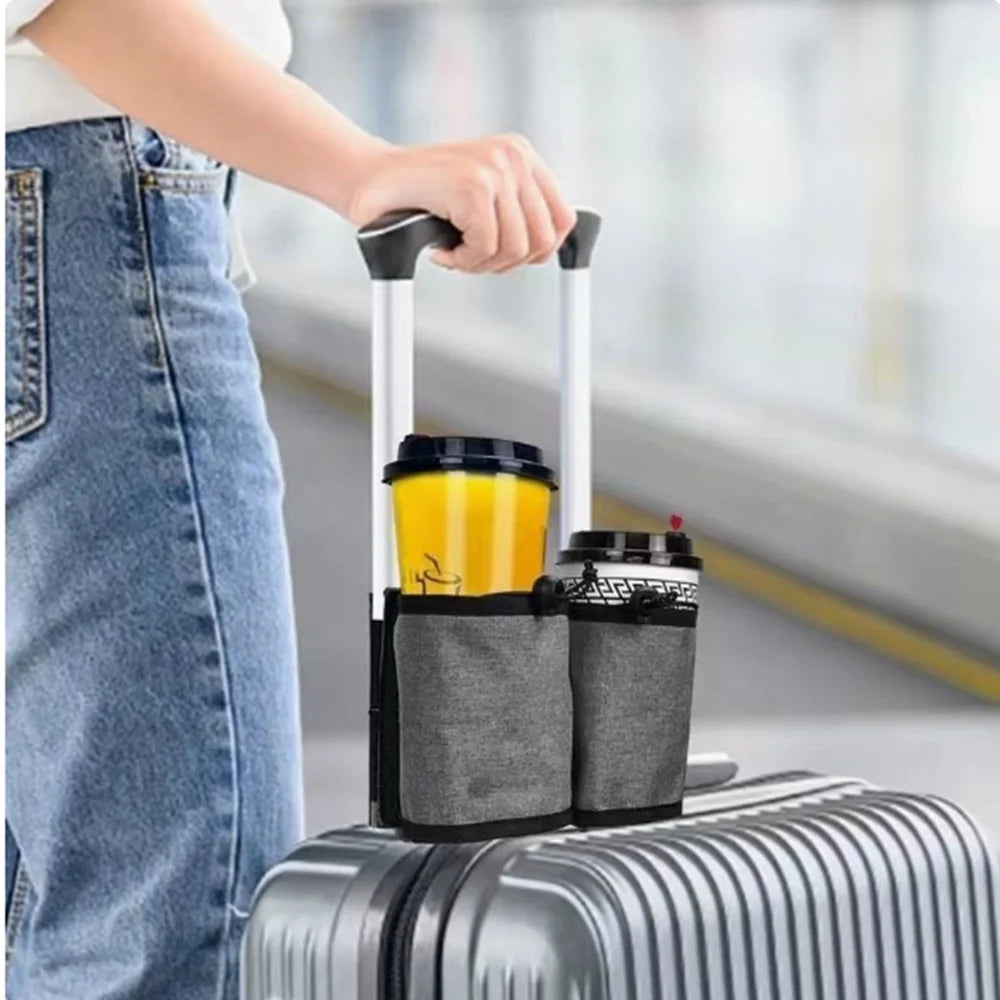 1Pc Travel Luggage Cup Holder Durable Free Hand Suitcase Drink Bag Travel Milk Tea Coffee Mugs Holder Fits All Suitcase Handles