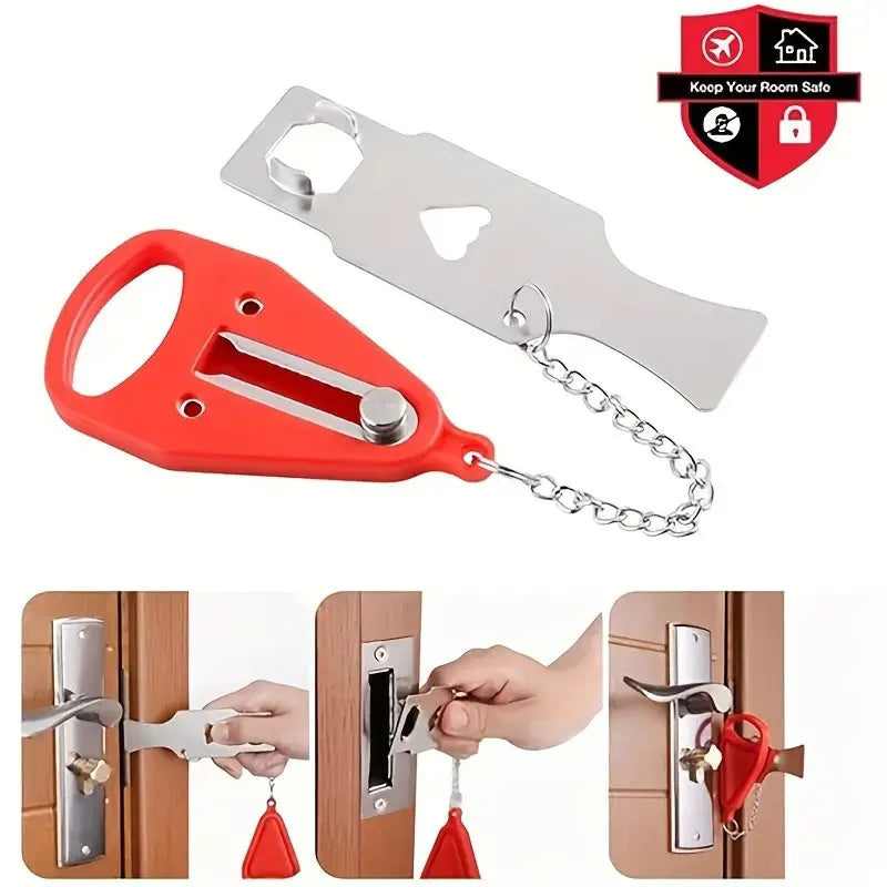 1Pc Portable Travel Safety Door Lock, Suitable for Travelers and Families, Universal Sleep Safety Portable Travel Door Lock