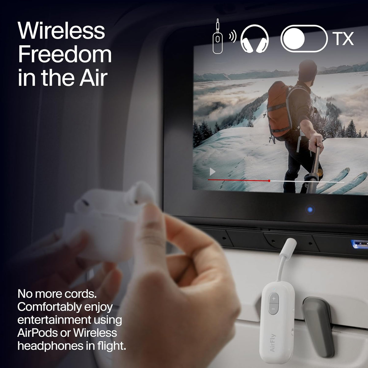 Airfly SE, Bluetooth Wireless Audio Transmitter Adapter, Black