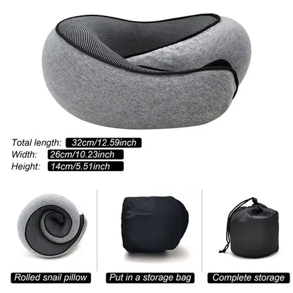 Portable Adjustable Travel Neck Pillow Memory Foam U-Shaped Pillow Snail Style Travel Neck Support Soft Noon Break Sleep Pillow