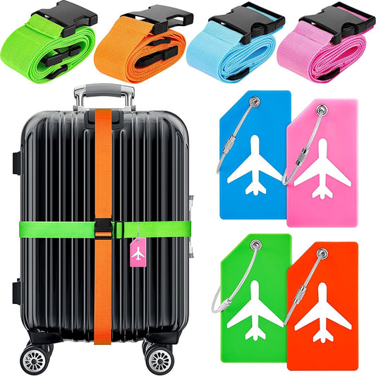 8 Pcs Luggage Straps Suitcase Tags Set for TSA Approved