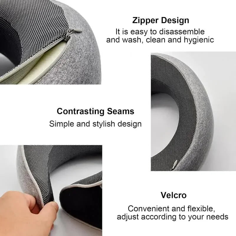 Portable Adjustable Travel Neck Pillow Memory Foam U-Shaped Pillow Snail Style Travel Neck Support Soft Noon Break Sleep Pillow