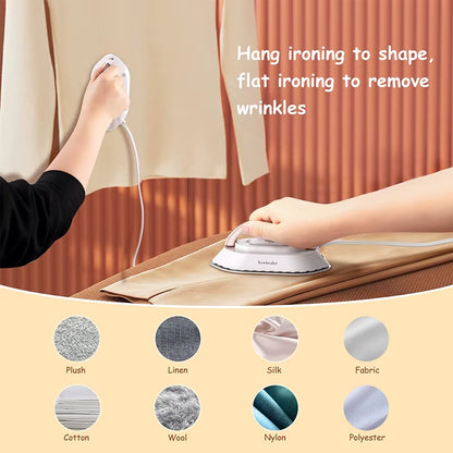Mini Handheld Travel Iron 120V/220V Lightweight Dry Iron 30S Heat Press Machine Non-Steam Clothes Irons for Home and Travel